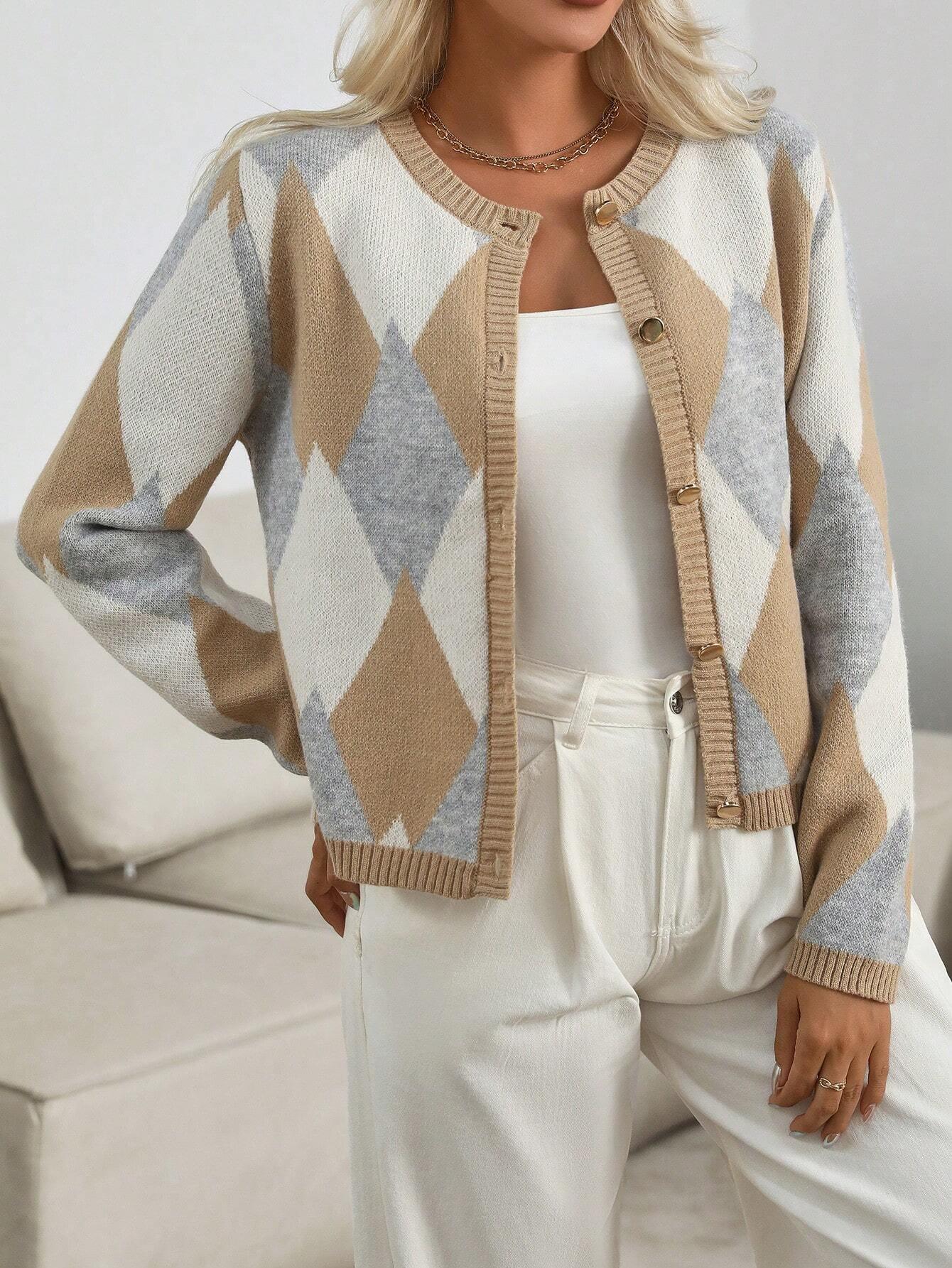 Ärmellose Weste mit Karomuster und klassischer Linie für Frauen