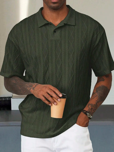 Lennart – Poloshirt Herren Geometrisch Strukturiert Kurzarm Pendlerlook