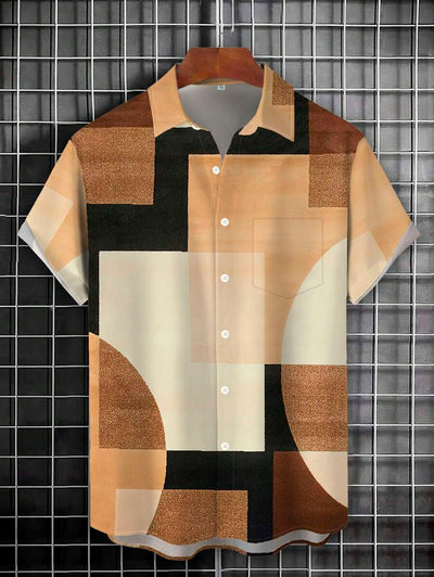 Gunnar – 3D Print Hemd Herren Geometrisch Kurzarm