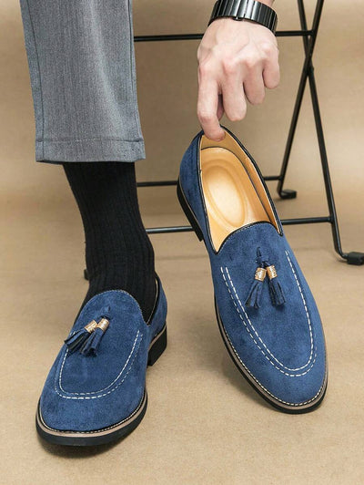 Immanuel – Quasten Loafer Herren Blau Wildleder Business