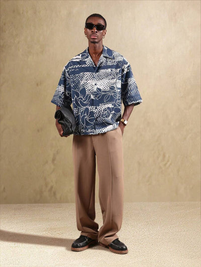 Björn – Herren Strandhemd Blumen Kurzarm Sommer Boxy