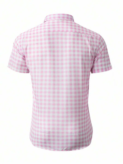 Oktoberfest Karohemd Herren – Kurzarm Trachtenhemd in Rot-Weiß