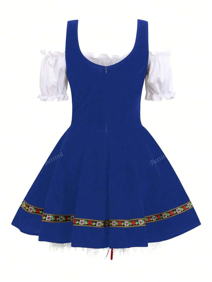 Oktoberfest Dirndl Kleid für Damen – Traditionelles Trachtenkleid mit Schürze