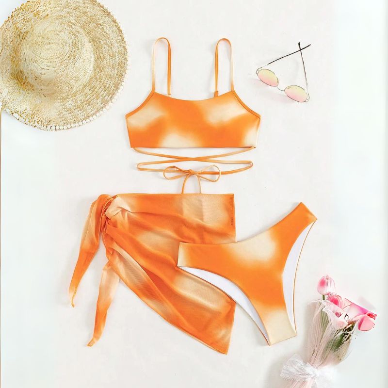 Luciana® | 3-teiliger Bikini-Badeanzug mit Schnürung und Strandrock