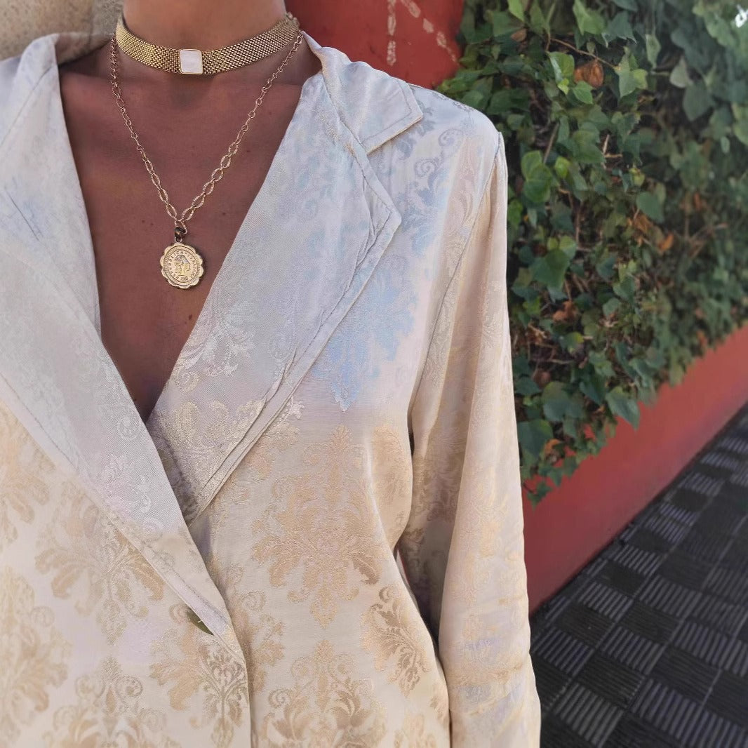 Damen Blazer und Hose mit elegantem rotem Blumendruck - Venera