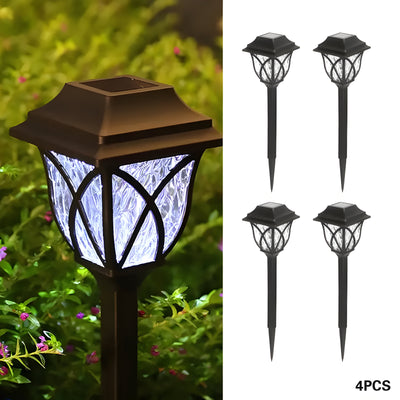 HexaGlow Licht – 4er-Set Retro Quadratische Garten Solarleuchten