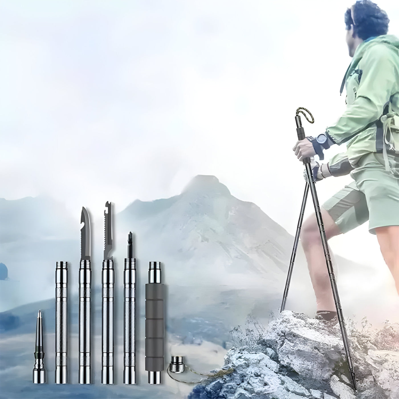 TrailXpert - Multifunktionaler Faltbarer Wanderstock