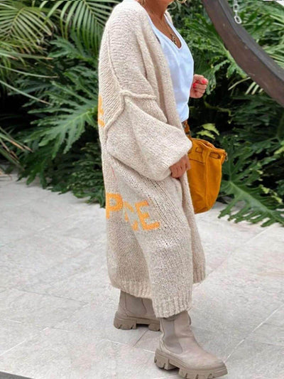 Lässiger großer Cardigan mit Herzmuster und Taschen