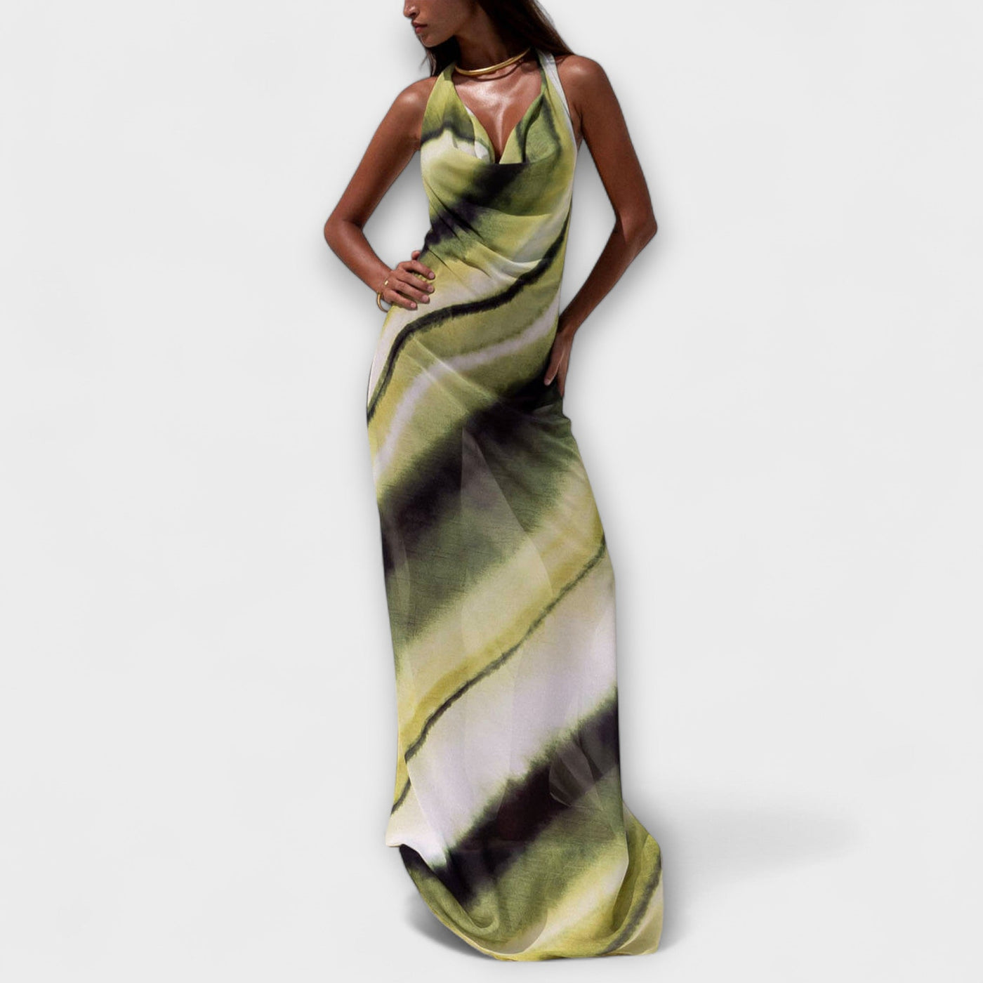 Klassisches Maxikleid mit Tie-Dye Gradient