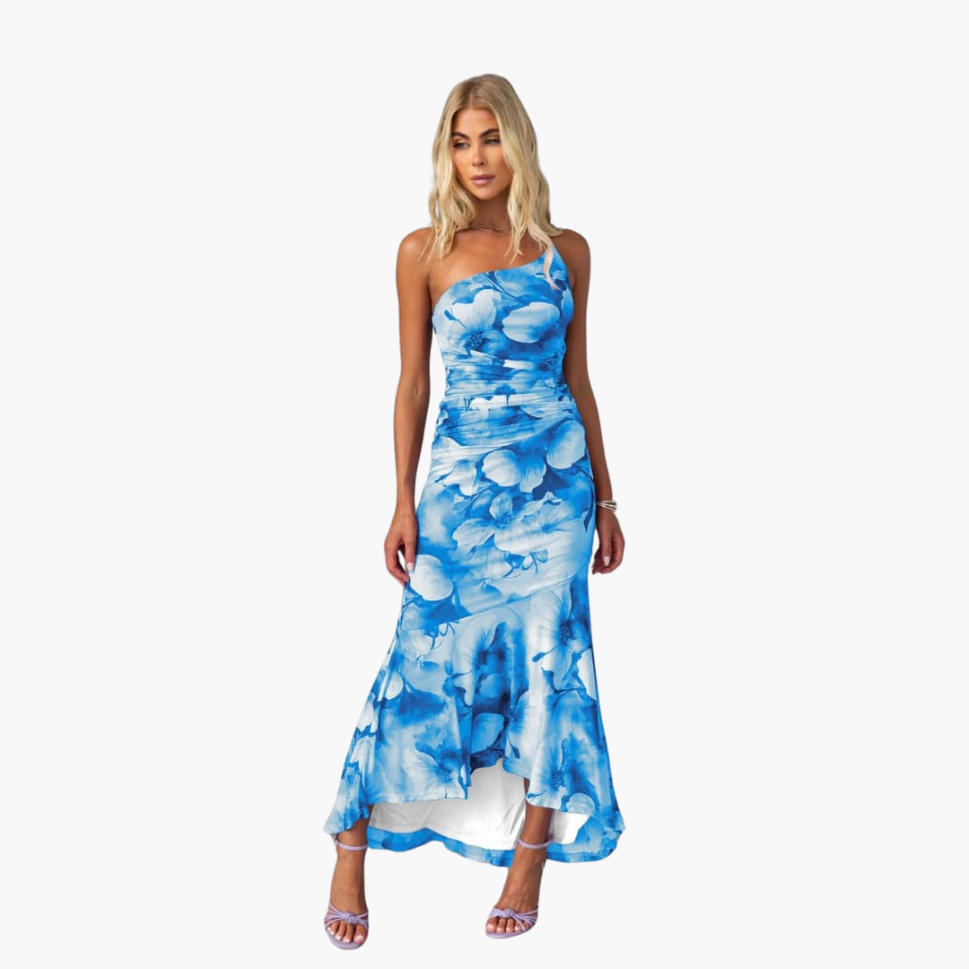 One Shoulder Blumenkleid für Damen - Elegantes Sommerkleid