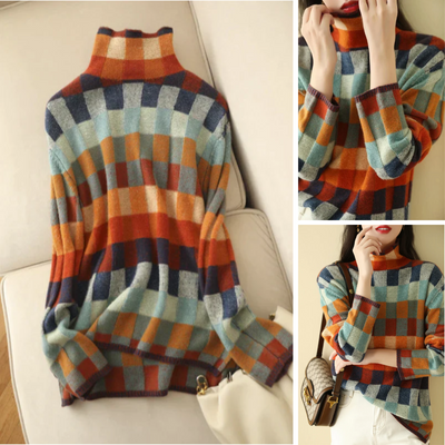 Mathylda - Rollkragenpullover im Karomuster