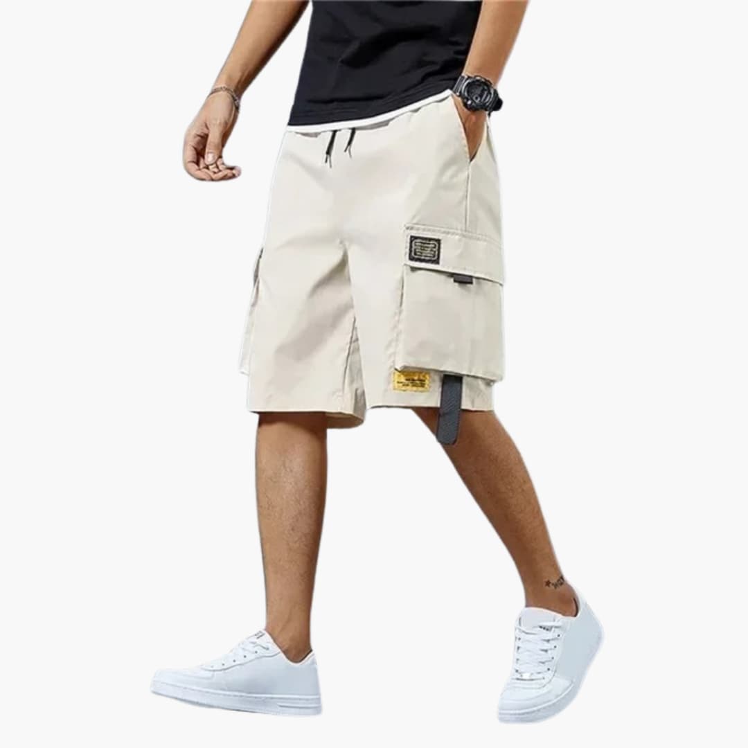 Herren Sommer Cargo Shorts mit Gummibund und Klappentaschen