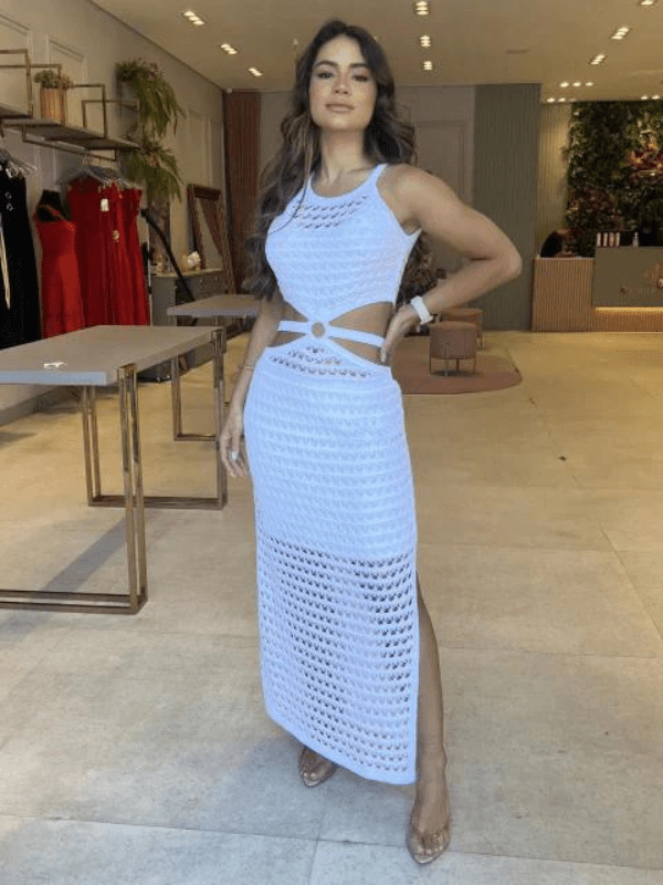 Maxikleid mit gehäkeltem Ausschnitt und fließender Passform für Frauen