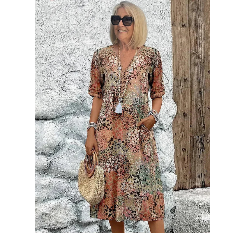 Elegantes Sommerkleid Mit V Ausschnitt Für Damen | Midi