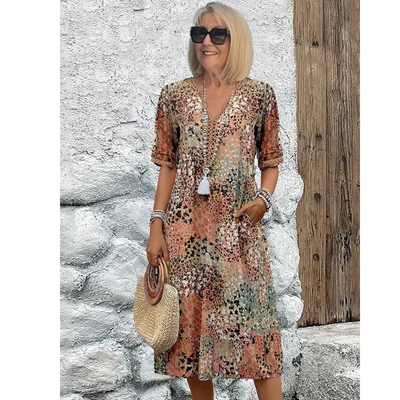 Elegantes Sommerkleid Mit V Ausschnitt Für Damen | Midi