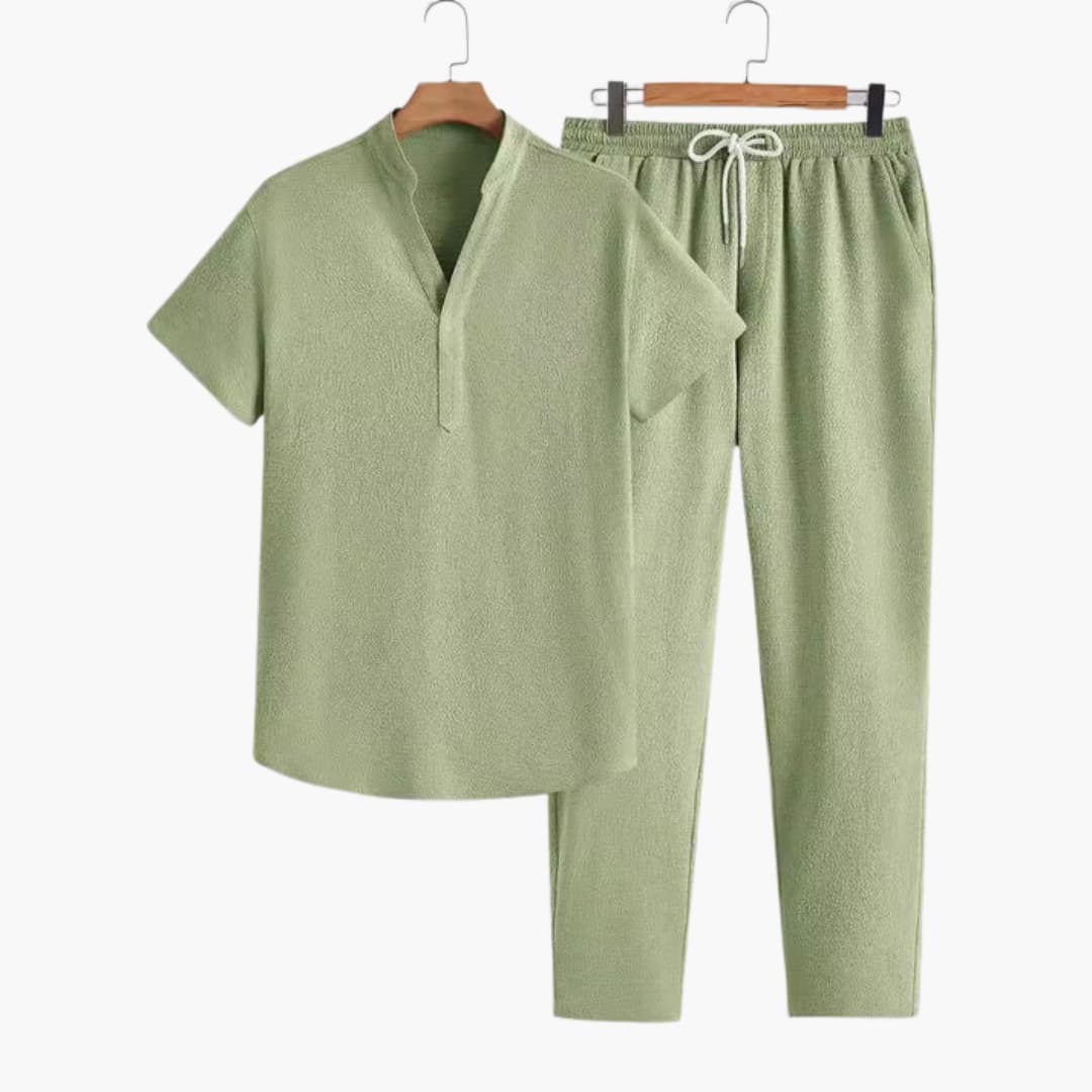 Herren Trainingsanzug mit V-Ausschnitt und Kordelzughose