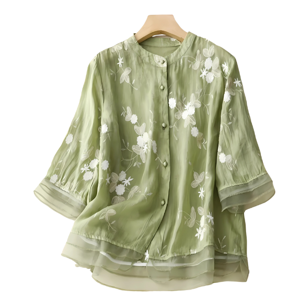 Mayfair™ | Besticktes Baumwoll Top mit eleganten Details