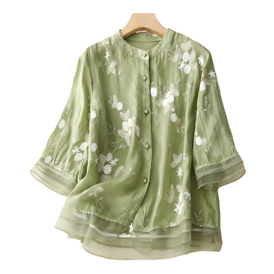 Mayfair™ | Besticktes Baumwoll Top mit eleganten Details