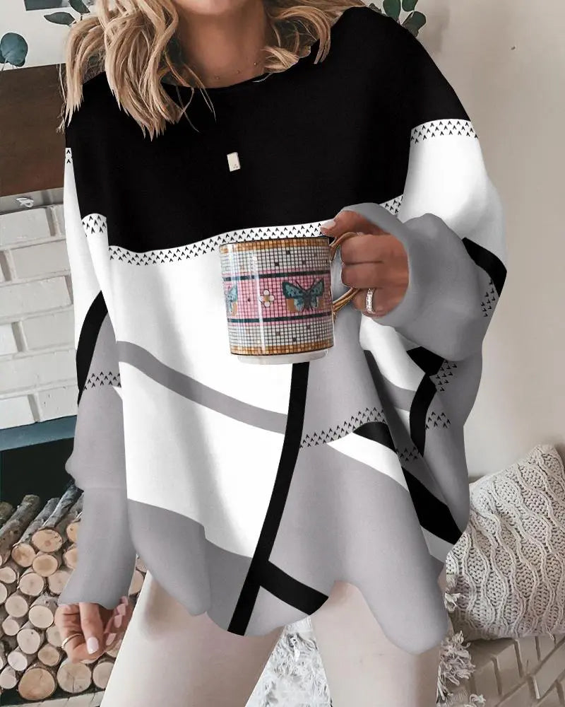 Pullover in lockerer Passform mit Kontrastfarbe für Frauen