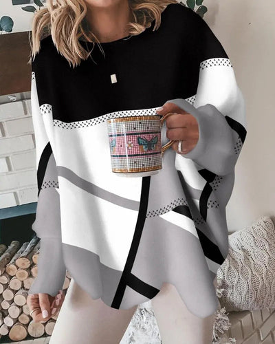 Pullover in lockerer Passform mit Kontrastfarbe für Frauen