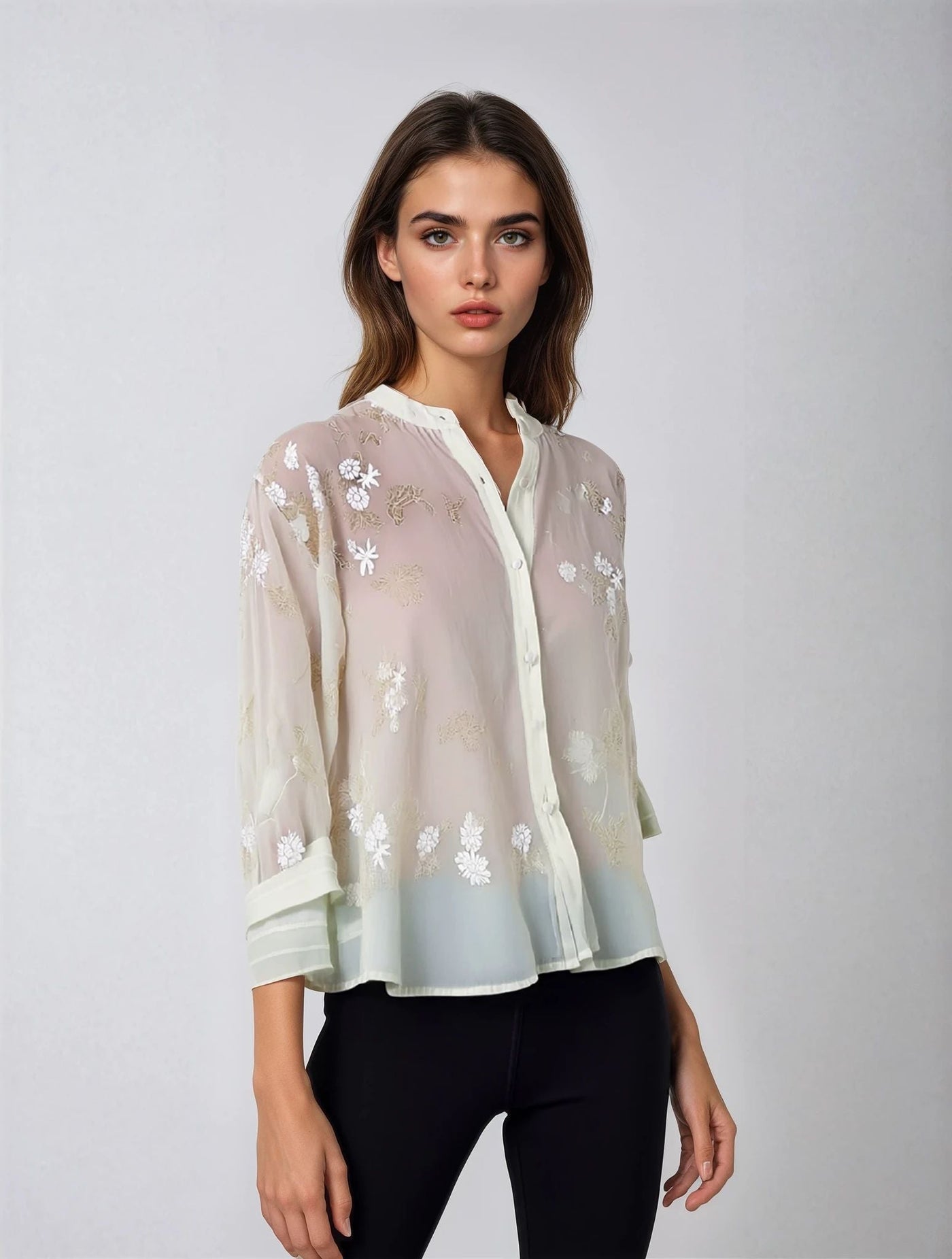 Mayfair™ | Besticktes Baumwoll Top mit eleganten Details