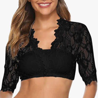 Spitzen Dirndl bluse mit V-Ausschnitt für Damen - Oktoberfest 2025