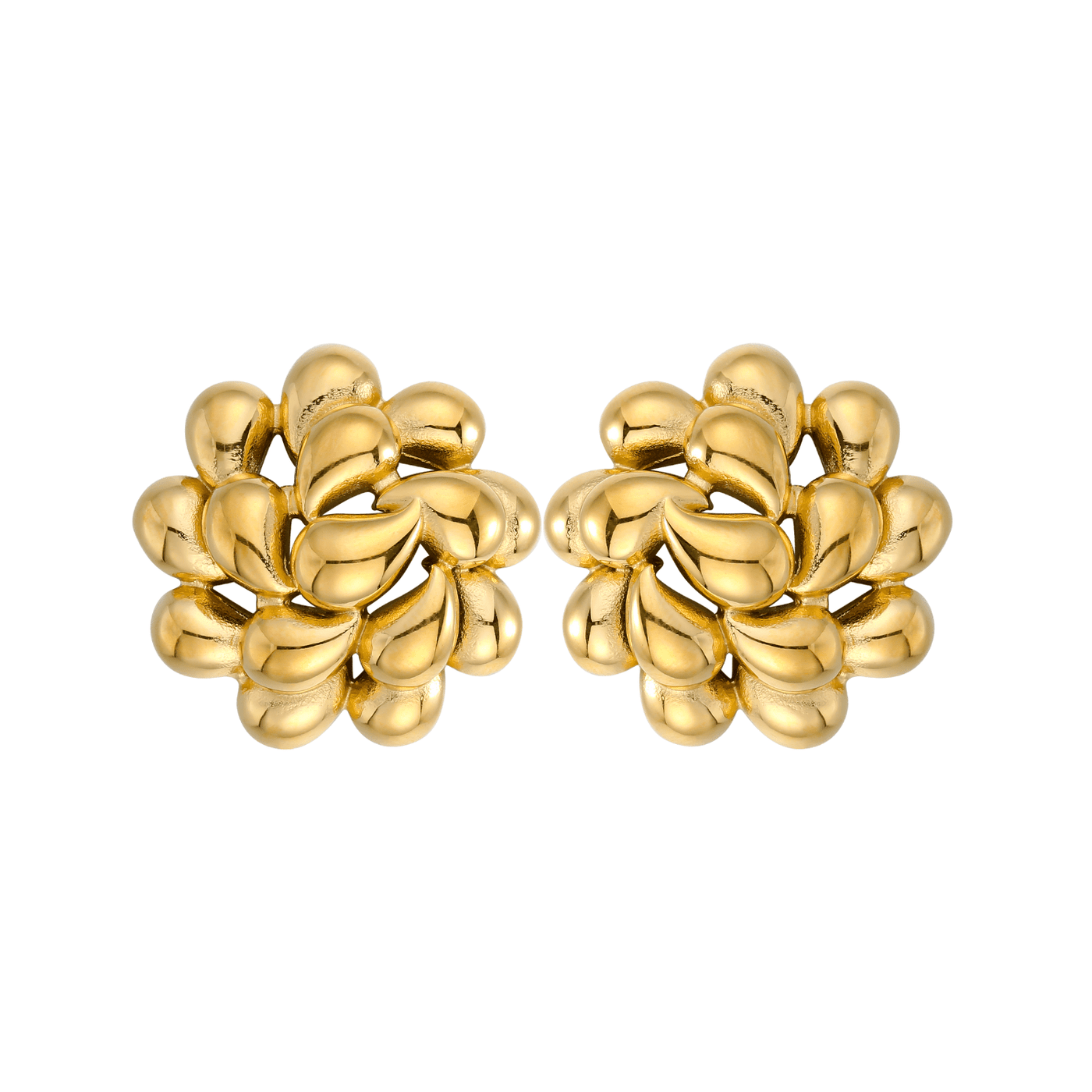 Elegante Goldene Blumenknopf Ohrringe Für Frauen