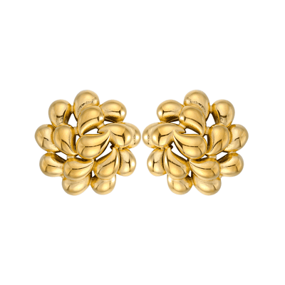 Elegante Goldene Blumenknopf Ohrringe Für Frauen