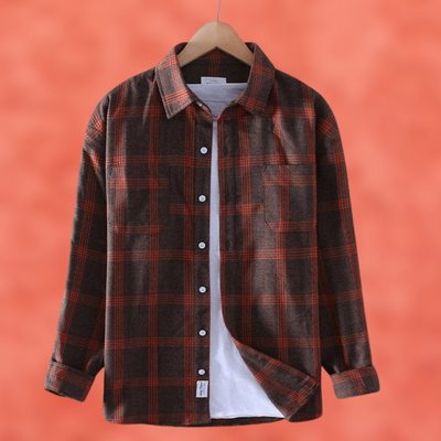 Erwann- Kariertes Overshirt in Rostbraun