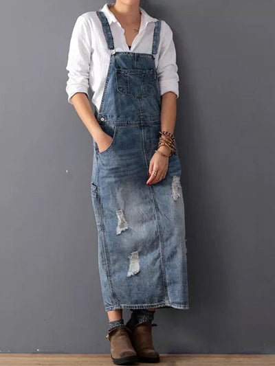 Denim-Overallkleid mit Verstellbaren Trägern für Damen