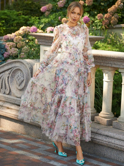 Marissa - Romantisches Mesh Blumen Fantasie Kleid