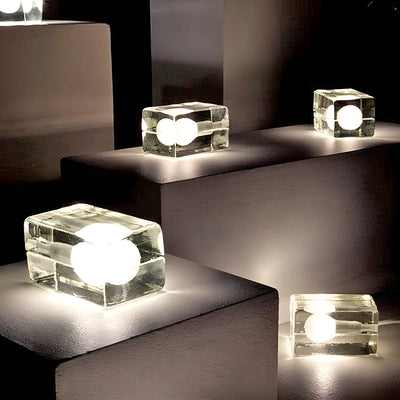 ZenCube Lamp – Moderne transparente Eistischlampe mit Würfel-Glühbirne