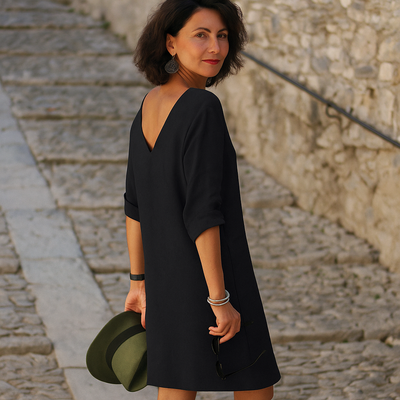 Saoirse - V-Ausschnitt Kleid, das den Bauch kaschiert