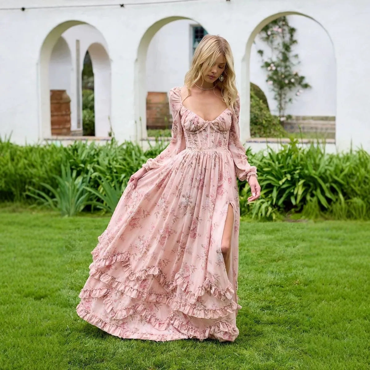 Isis - Trägerloses Kleid mit Blumendruck Einzigartig