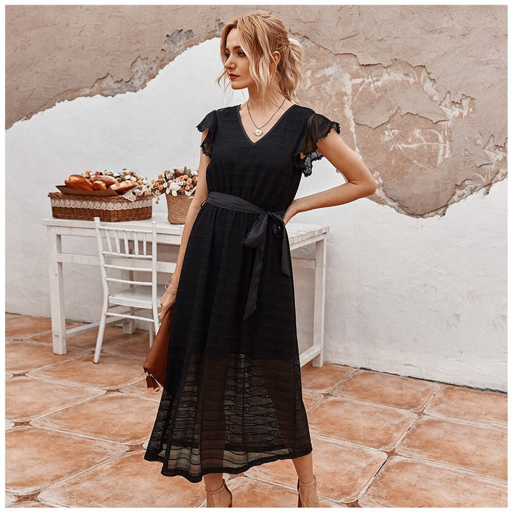 Damen Midikleid strukturierter Chiffon ausgestellter Schnitt - Adriana