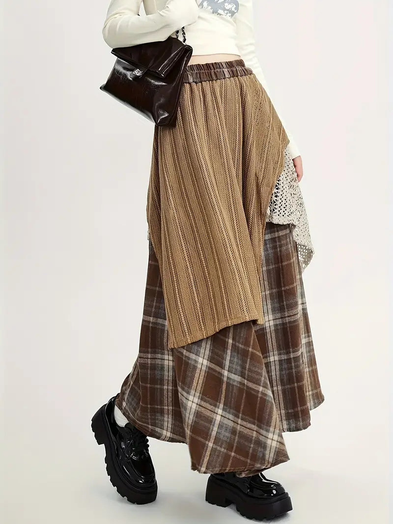 Asymmetrischer langer Trapezrock, elegant und modern, perfekt für einen trendigen, femininen Look