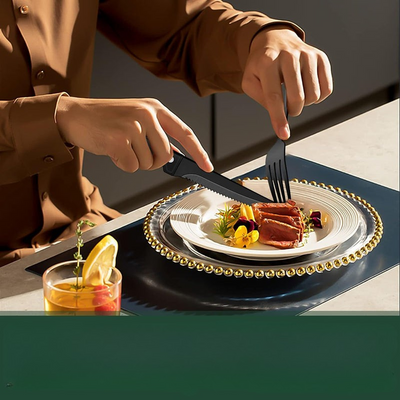 24-teiliges schwarzes Edelstahl-Besteckset für 4 Personen – Modernes Design, spülmaschinenfest