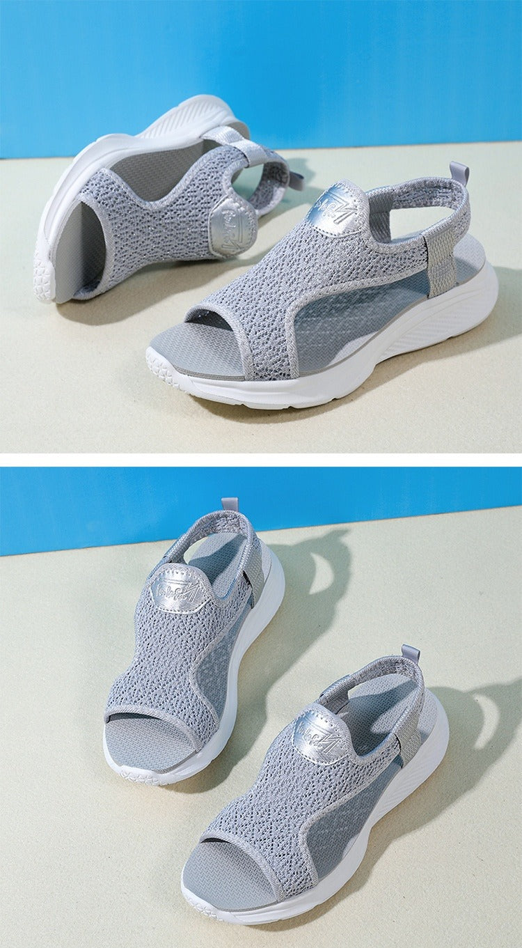 Damen Sport Sandalen leichte Sohle schwarz atmungsaktivem Stoff - Naira