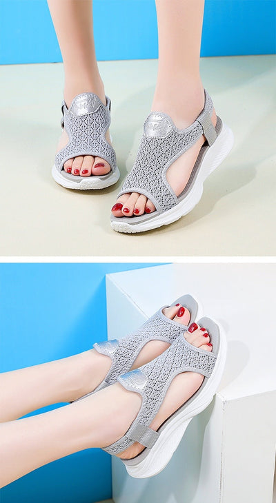 Damen Sport Sandalen leichte Sohle schwarz atmungsaktivem Stoff - Naira