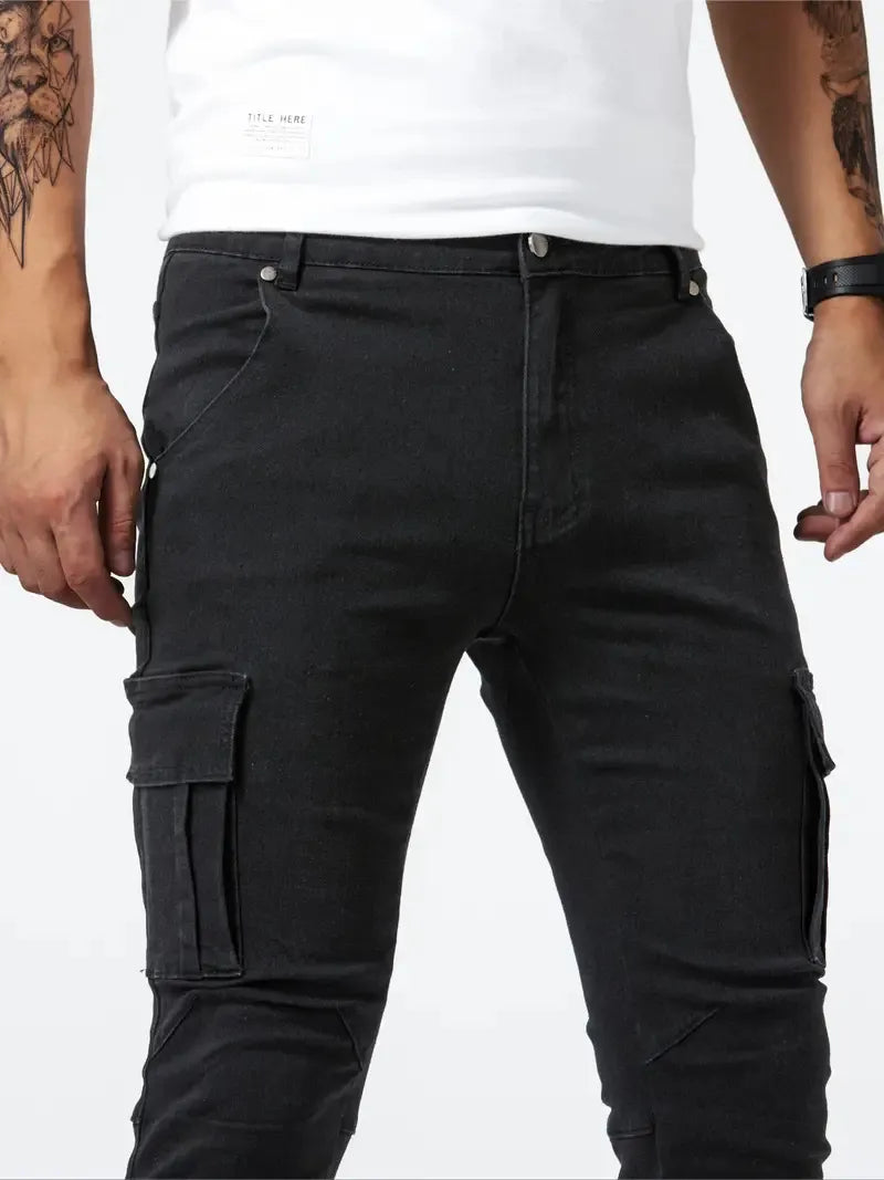 Hellblaue Cargo-Hose aus Stretch-Denim für Herren - Denver