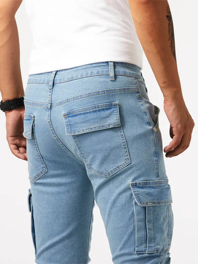 Hellblaue Cargo-Hose aus Stretch-Denim für Herren - Denver