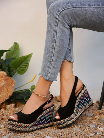 Ethnische gewebte Keilsandaletten für Frauen - Gabriela