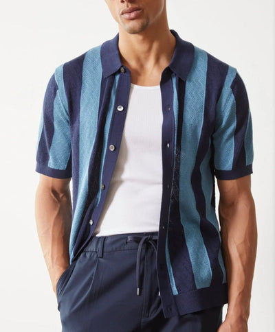 Atmungsaktives Herren-Poloshirt im Retro-Stil aus durchbrochenem Strick - Adrian