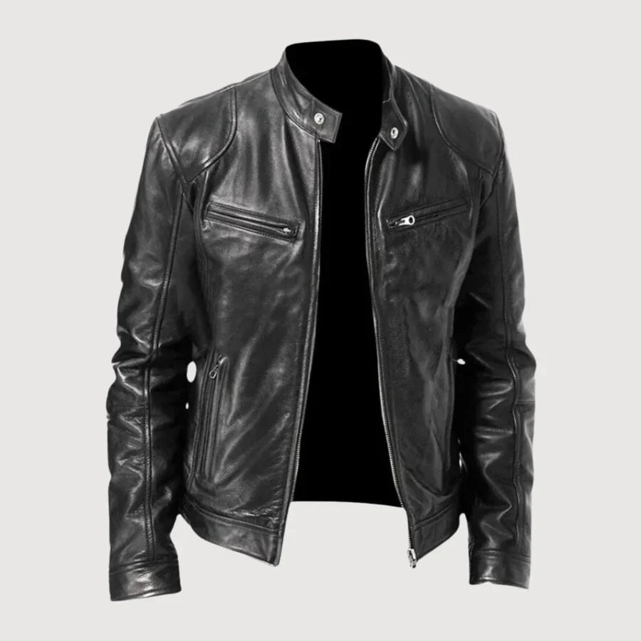 Stilvolle Biker Herren Lederjacke