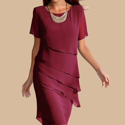 VALENINA - Festliches Etuikleid mit Stufen-Design – Stil, der fließt