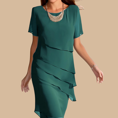 VALENINA - Festliches Etuikleid mit Stufen-Design – Stil, der fließt