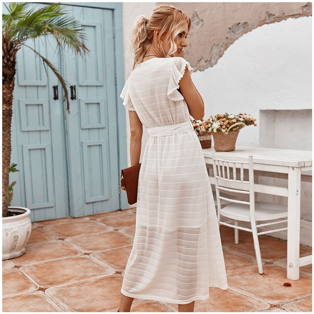 Damen Midikleid strukturierter Chiffon ausgestellter Schnitt - Adriana