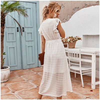 Damen Midikleid strukturierter Chiffon ausgestellter Schnitt - Adriana