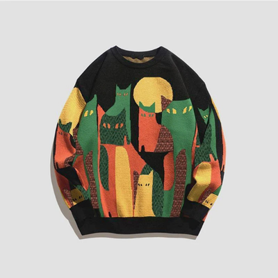 MAO - Bunter Katzenpullover – Für alle, die Style mit Charakter lieben