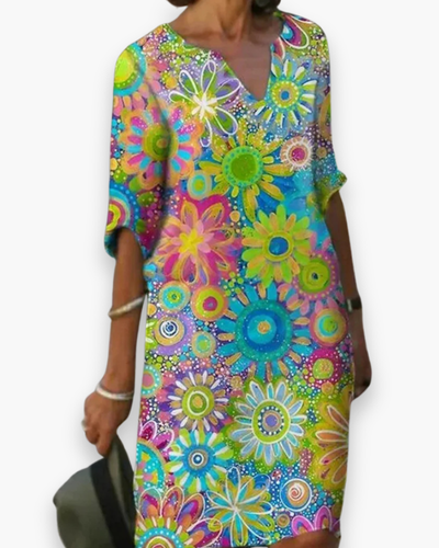 Damen Elegantes Floral Kleid | Midi